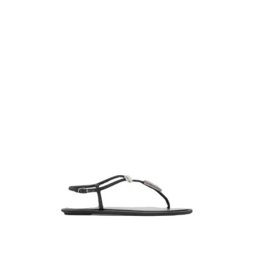 René Caovilla Platt Strass Diana Sandal Black, Dam