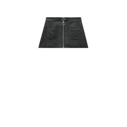 Courrèges Leather Skirts Black, Dam