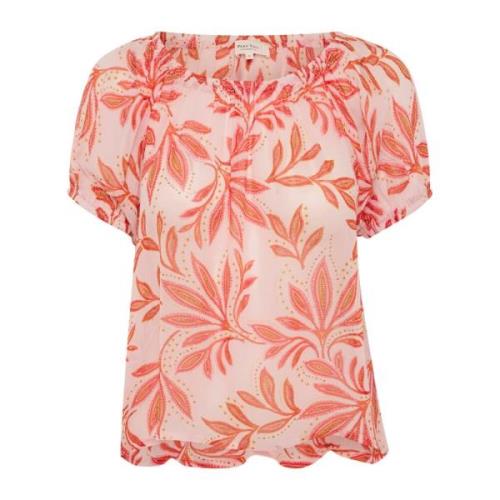 Part Two Feminin Delikat Leaf Print Blus Multicolor, Dam