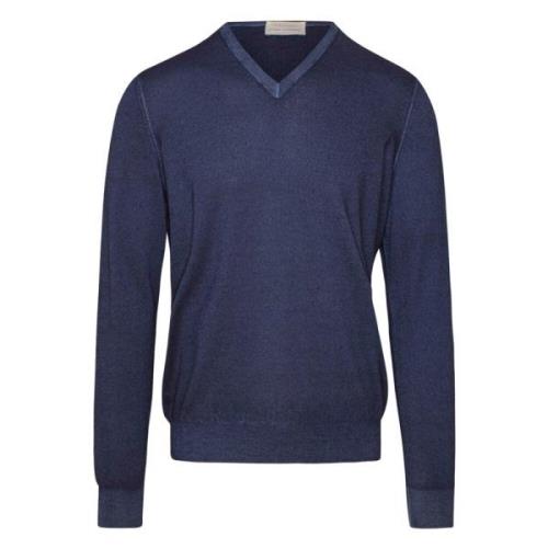 Gran Sasso V-neck Knitwear Blue, Herr