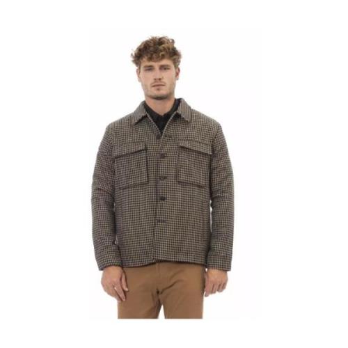 Alpha Studio Brun Ullkavaj med Houndstooth Skjorta Brown, Herr