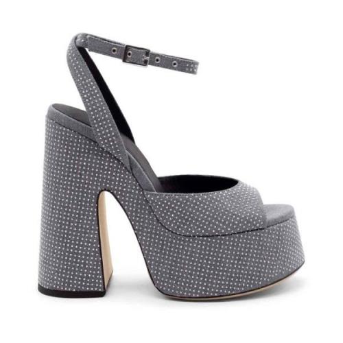 Vic Matié Denim Sandal med Mikronitar Gray, Dam