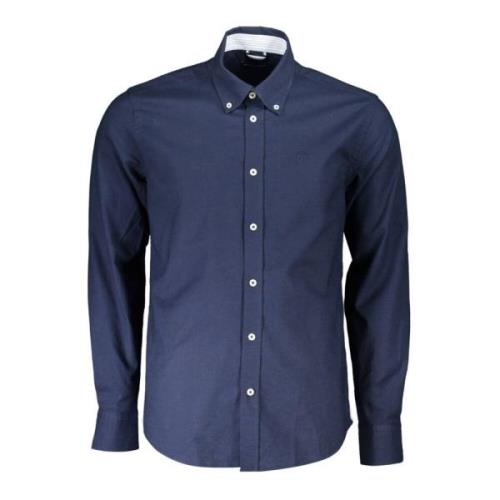 North Sails Blå Bomullsskjorta med Button-Down Krage Blue, Herr