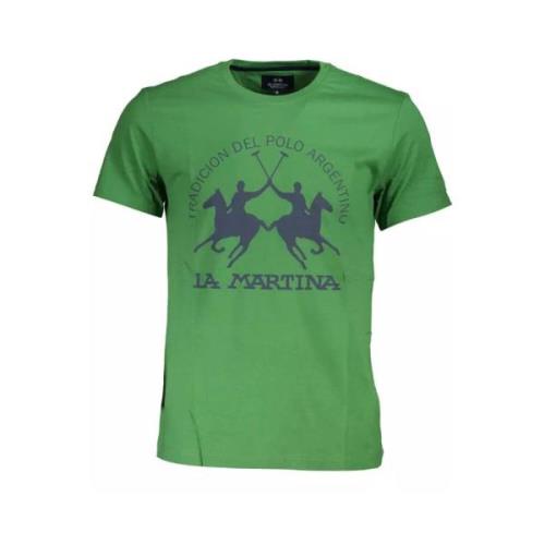 La Martina Grön Bomull T-Shirt, Korta ärmar, Normal Passform, Rund Hal...