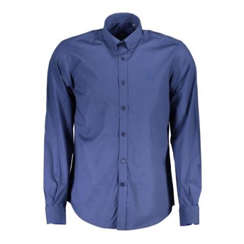 Harmont & Blaine Blå Bomullsskjorta med Smal Passform Blue, Herr