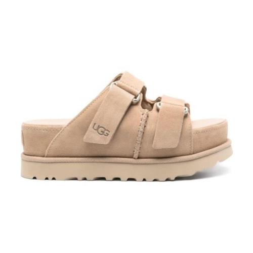 UGG Goldenstar Hi Slide Platta Skor Beige, Dam