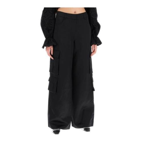 Self Portrait Wide Trousers Black, Dam