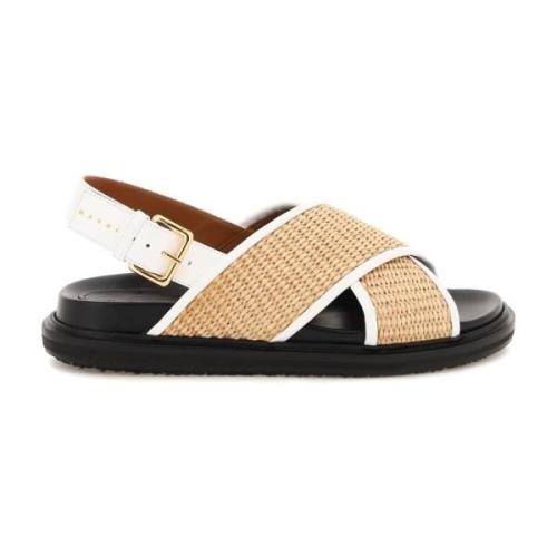 Marni Flat Sandals Beige, Dam