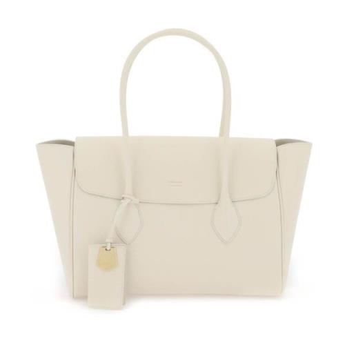 Salvatore Ferragamo Strukturerat Läder Logo Tote Väska White, Dam