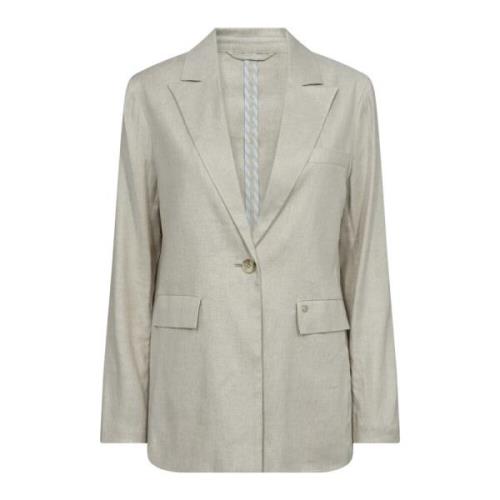 MOS Mosh Linneblazer med klassisk krage Beige, Dam