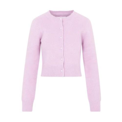 Maison Margiela Lyxig Angora Cardigan i Acid Lavander Purple, Dam