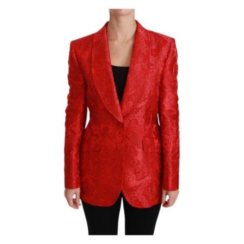 Dolce & Gabbana Röd Floral Angel Blazer Kappa Red, Dam