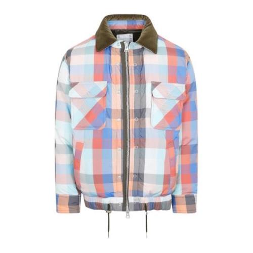 Sacai Rutig Vadderad Blouson Jacka Multicolor, Herr