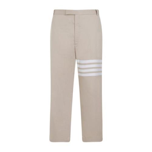 Thom Browne Ostrukturerade Straight Leg Byxor Kamel Beige, Herr