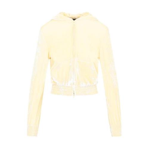 Balenciaga Kräm Fitted Zip-Up Hoodie Beige, Dam