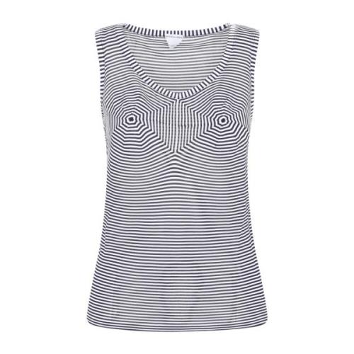 Bottega Veneta Navy White Tank Top Blue, Dam