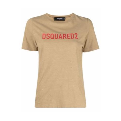 Dsquared2 Beige Casual T-shirt Kvinnor Bomull Beige, Dam