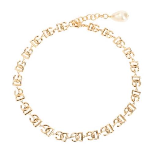 Dolce & Gabbana DG Logo Halsband Guldton Yellow, Dam