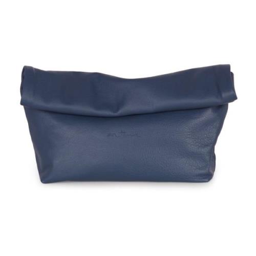 Cortana Delhi, stor marinblå läderclutch Blue, Dam