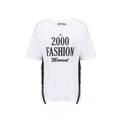 Dolce & Gabbana Vit Spetsdetaljerad T-shirt Ss22 White, Dam