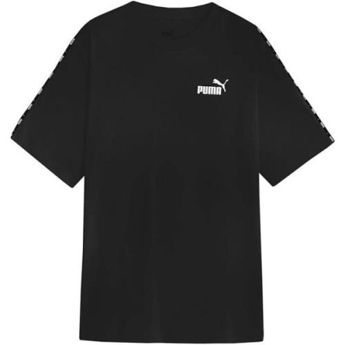 Puma Svart och vit Tape Logo T-shirt Black, Dam