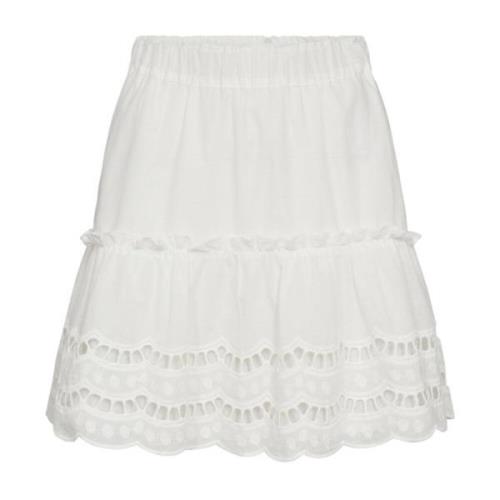 Co'Couture Broderad Kjol Nannacc Vit Bomull White, Dam