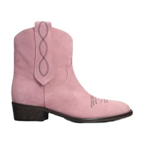 Via Roma 15 Rosa Mocka Låg Texan Stövlar Pink, Dam