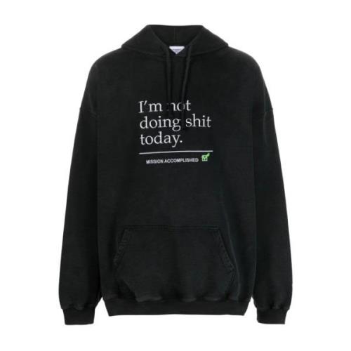 Vetements Tvättad Svart Hoodie Black, Herr