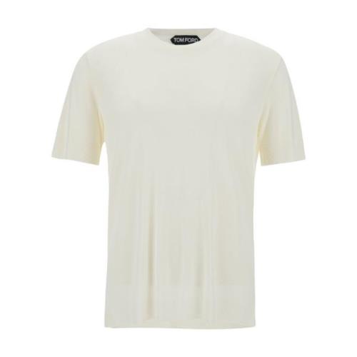 Tom Ford Vit Crewneck T-shirt Lyocell Blandning White, Herr