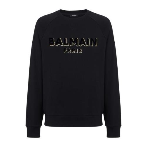 Balmain Metallic flocked sweatshirt Black, Herr