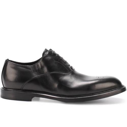 Dolce & Gabbana Marsala Lace-Up Oxfords Svart Läder Black, Herr