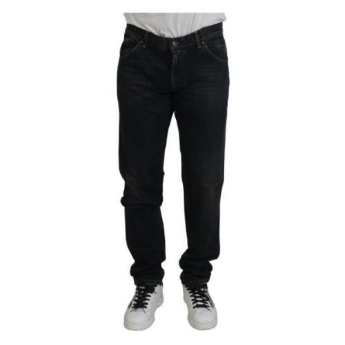 Dolce & Gabbana Lyxig Blå Skinny Denim Jeans Black, Herr