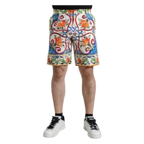 Dolce & Gabbana Lyxiga Majolica Print Bermuda Shorts Multicolor, Herr