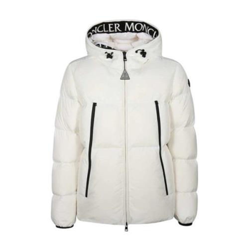 Moncler Kort Vit Dunjacka med Logoband White, Dam