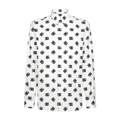 Dolce & Gabbana Logo Print White Shirt Multicolor, Herr