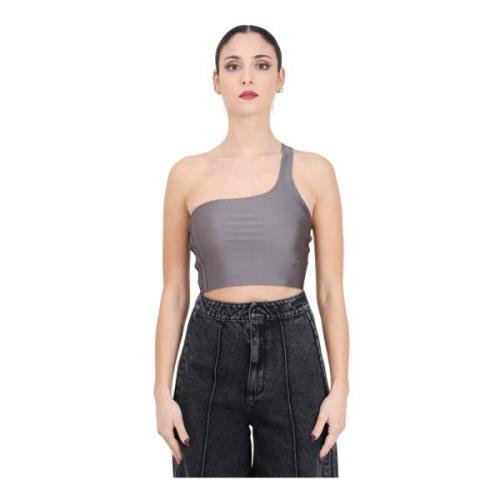 Adidas Originals Grå Spandex Crop Top Festivalstil Gray, Dam