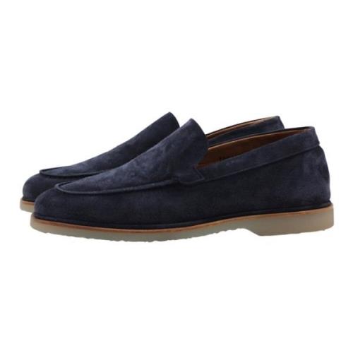 Elia Maurizi Blå Läder Loafer Slip-On Sko Blue, Herr