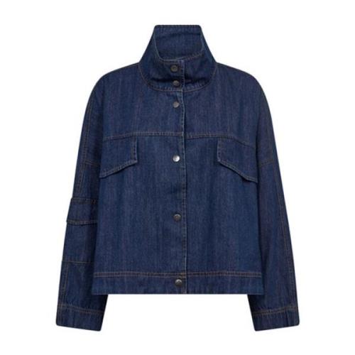 Co'Couture Denim Box Jacket med Flap Fickor Blue, Dam