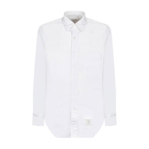 Thom Browne Vit Oxford Skjorta Randig Grosgrain White, Herr