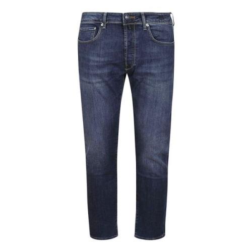 Incotex Slim Fit Bomull Jeans med Bälte Blue, Herr