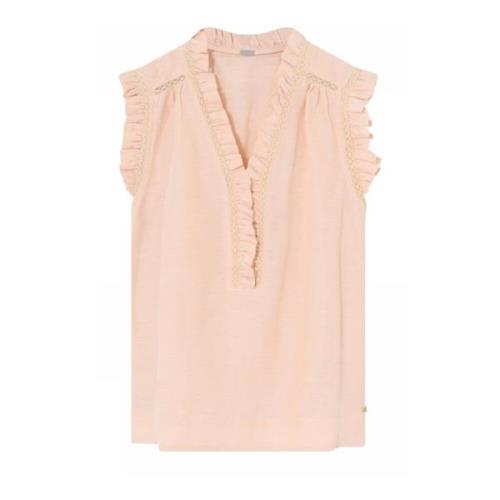 Gustav Feminin Top med Broderade Detaljer Pink, Dam