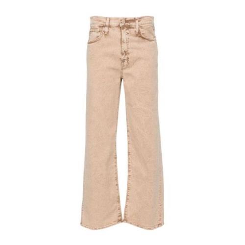 Mother Beige Straight Leg Jeans Beige, Dam