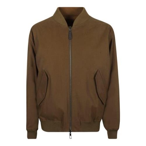 Loro Piana Bomber Tecno Blossom Cotton Coat Brown, Herr