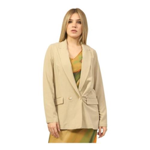 Fracomina Beige Dubbelknäppt Blazer Jacka Beige, Dam