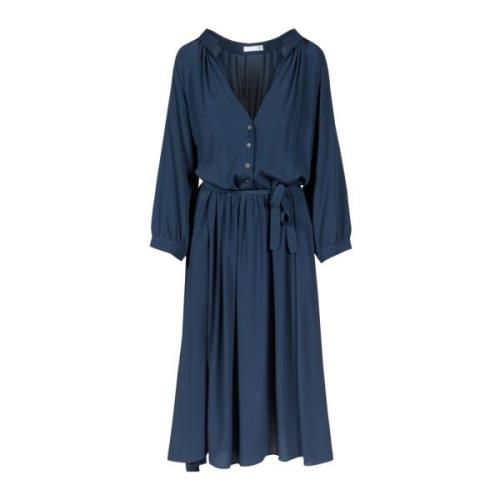 Douuod Woman Elegant Pointer Dress med Scollo A Blue, Dam