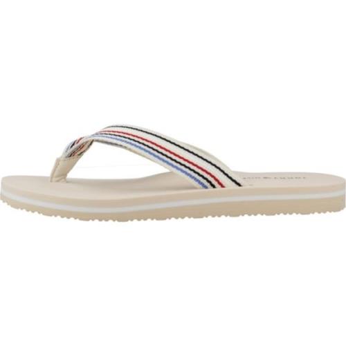 Tommy Hilfiger Ränder Strand Sandal Beige, Dam