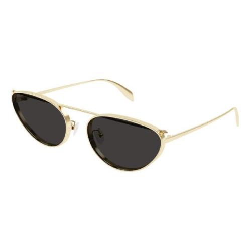 Alexander McQueen Gold/Dark Grey Sunglasses Yellow, Dam