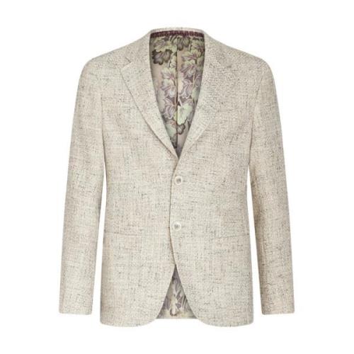 Etro Grå Bouclé Blazer Blommig Paisley Foder Gray, Herr