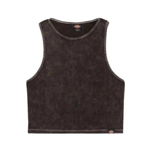 Dickies Svart Acid Wash Ärmlös Crop Top Brown, Dam