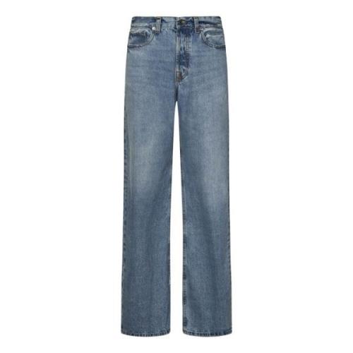 Armarium Blå avslappnad passform låg midja denim jeans Blue, Dam